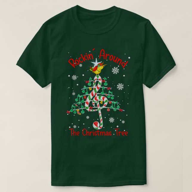 T-shirt Rockin' Autour De L'Arbre De Noël Musique Note Mus (Design devant)
