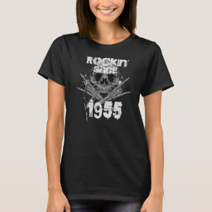 T-shirt Rockin depuis 1955 Grunge Skull Hands Rock Anniver