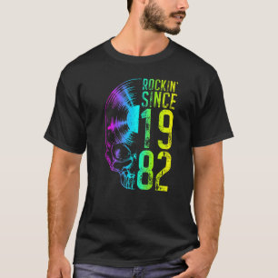T-shirt Rockin' depuis 1982 Vintage Vinyl Record Gothic Sk