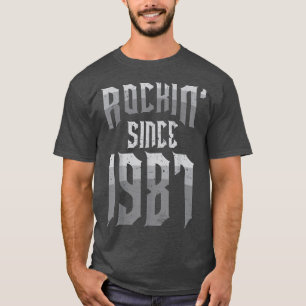 T-shirt Rockin' depuis 1987 Vintage Rock Music Fan 35th Bi