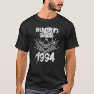 T-shirt Rockin depuis 1994 Grunge Skull Hands Rock Anniver
