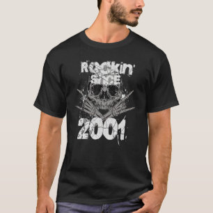 T-shirt Rockin Depuis 2001 Grunge Skull Hands Rock Anniver