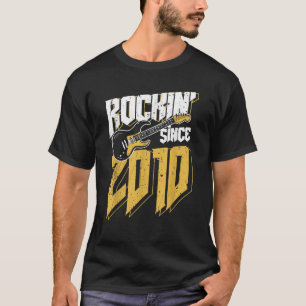 T-shirt Rockin depuis 2010 Vintage Rock Music Fan 13e Birt