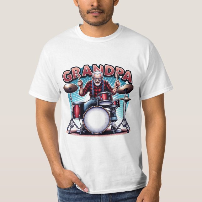T-shirt Rockin' Grandpa Jouer des tambours (Devant)