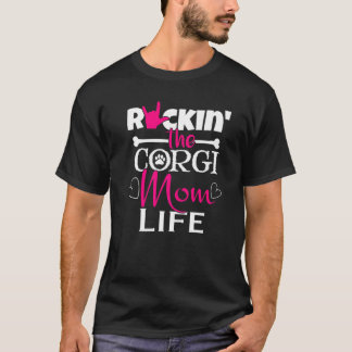 T-shirt Rockin La Corgi Maman Vie Paw Animaux