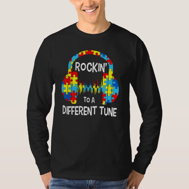 T-shirt Rockin To A Different Tune Autistic Awarenes Men W (Devant)