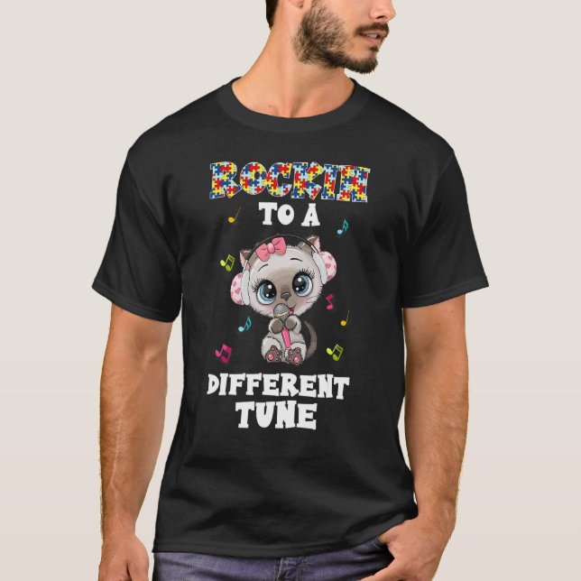 T-shirt Rockin To A Different Tune Chat Sensibilisation à  (Devant)