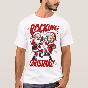 T-shirt Rocking Christmas Père Noël et Mme Claus Dancing
