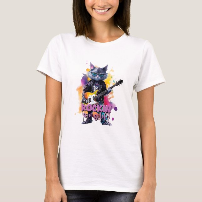 T-shirt Rocking Est Ma Vie Kitty (Devant)