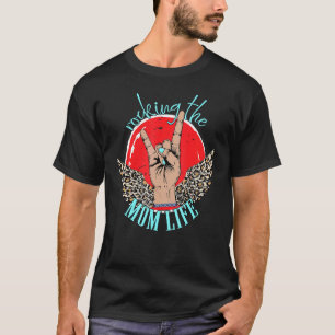 T-shirt Rocking The Mom Life Mère's Day Main Wings Leopa