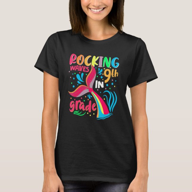 T-shirt Rocking Waves In 9th Grade Back To School Girls (Devant)