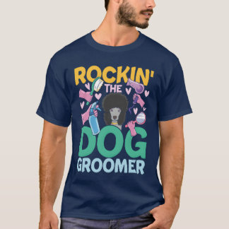 T-shirt Rockinhe Dog Groomer pour un coiffeur de chien vin