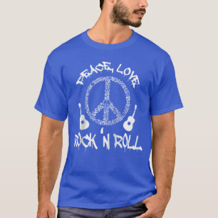 T-shirt Rockn Roll Paix Amour Rock and Rollee Baseballeee