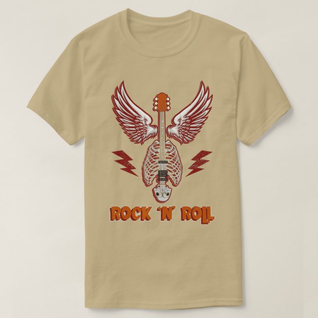 T-shirt Rock'N'Roll Guitariste Ailes Skeleton Musical Insi (Design devant)
