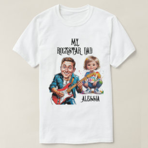 T-shirt Rockstar Caricatures Papa et enfant avec guitare