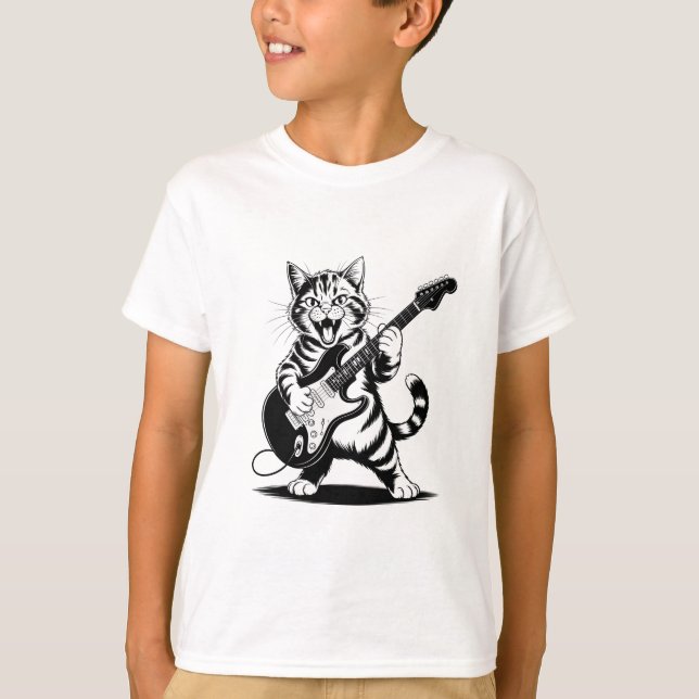 T-shirt Rockstar Cat Guitar Solo – Funny Music Lover Gift (Devant)