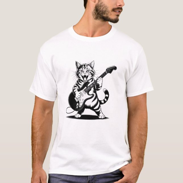 T-shirt Rockstar Cat Guitar Solo – Funny Music Lover Gift (Devant)