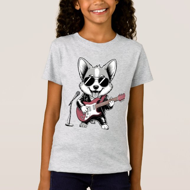 T-shirt Rockstar Corgi (Devant)