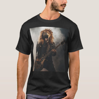 T-Shirt Rockstar Guitariste Lion Rugissant