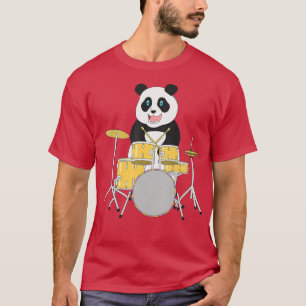 T-shirt Rockstar Panda Safari Zoo Animal Drummer Drums Pla