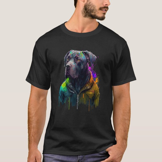 T-shirt Rockstar portrait italian mastiff Cane Corso (Devant)