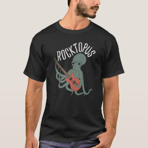 T-shirt Rocktopus Cute Octopus Jouer Rock Guitare Vintag