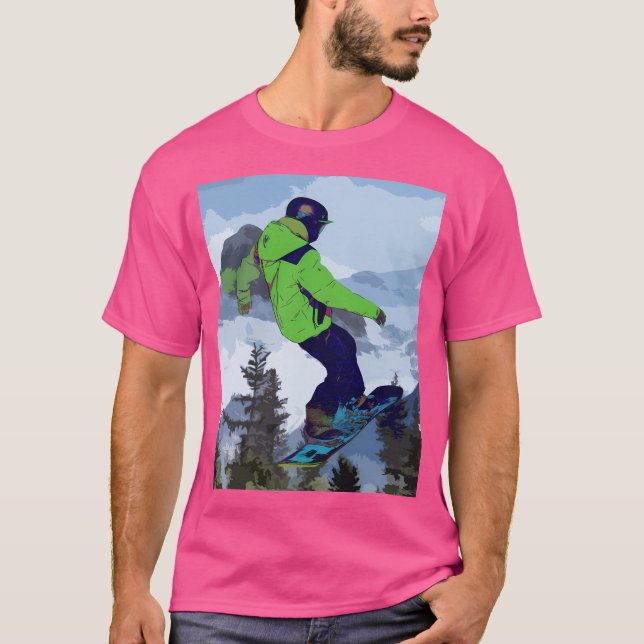 T-shirt Rocky Mountain Snowboarder - Three Sisters Mountai (Devant)