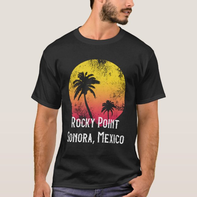 T-shirt Rocky Point Sonora Mexique Palmier (Devant)