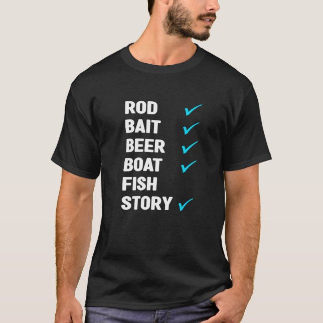 T-shirt Rod Bait Bière Bateau Poisson Histoire Pêche sur g (Devant)