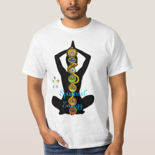 T-SHIRT RODE D'ASCLEPIUS 7 CHAKRAS, YOGA LOTUS POSE