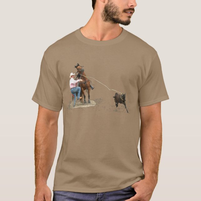 T-shirt Rodéo - attachement de veau ; Roping de veau (Devant)