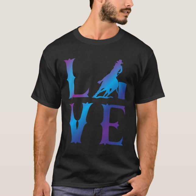 T-shirt Rodéo Barrel Racing Love Distressed Blue (Devant)