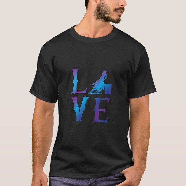 T-shirt Rodéo Barrel Racing Love Distressed Blue (Devant)
