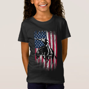 T-Shirt Rodeo Bull Rider Drapeau américain patriotique