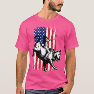 T-shirt Rodeo Bull Rider Drapeau américain patriotique pou