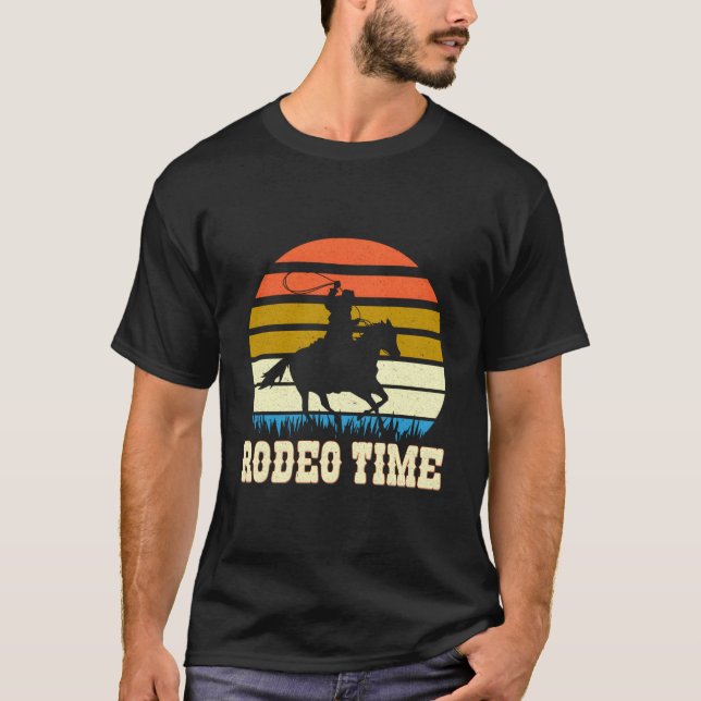 T-shirt Rodeo Cow Lasso Boots Horse Ranch Rodeo Time (Devant)