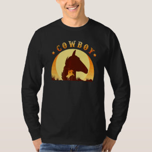 T-shirt Rodeo Cowboy Horse Retro Style Coucher de soleil V