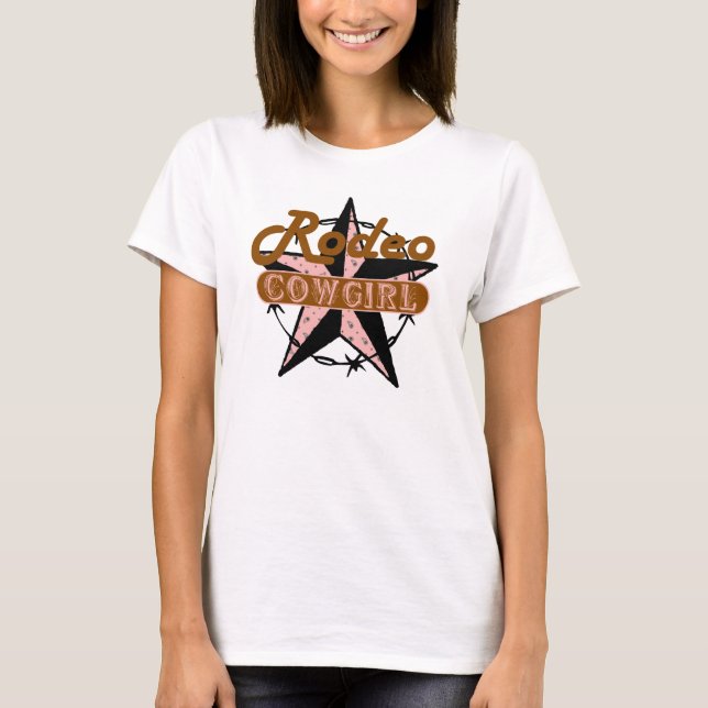 T-shirt Rodeo Cowgirl Brown et rose (Devant)