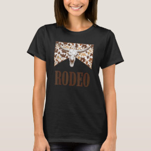 T-shirt Rodeo Cowgirl Leopard Bull Skull Western Life Coun