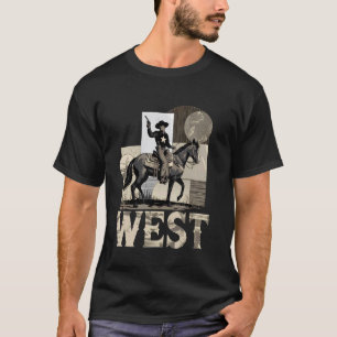 T-shirt Rodéo de Cowboy Occidental Cheval Vintage Rétro