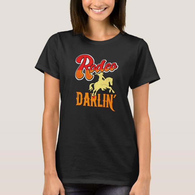 T-shirt Rodéo Distressé Cute Retro Darlin' Horse & Bull G (Devant)