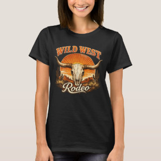 T-shirt Rodeo du Far West Crâne Désert Vintage Ouest améri