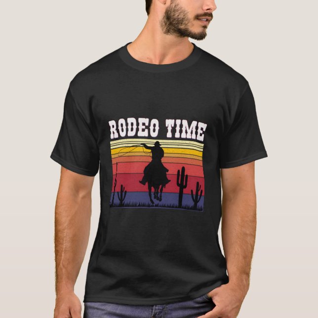 T-shirt Rodéo Heure Vache Horse Lasso Temps Rodéo (Devant)
