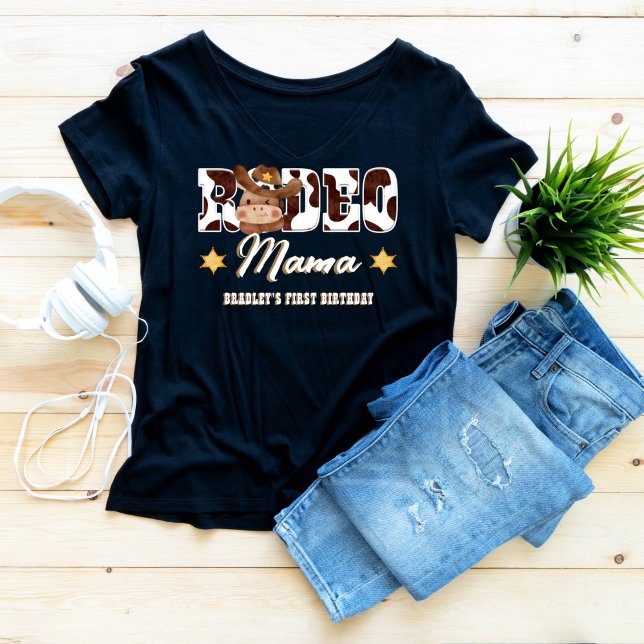 T-shirt Rodeo Mama Cowboy motif anniversaire assorti (Rodeo mama cowboy western first rodeo birthday party matching family photoshoot shirt)