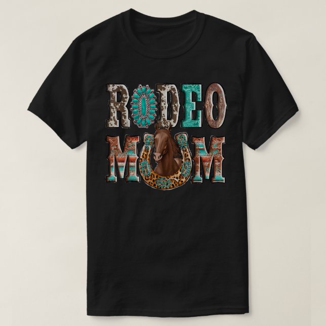 T-shirt Rodeo Maman Horseshoe Western Cowhide Maman Leopar (Design devant)