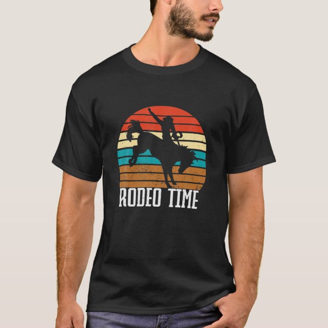 T-shirt Rodeo Time Cowboy Wranglers Kids Bucse Horse Ret (Devant)