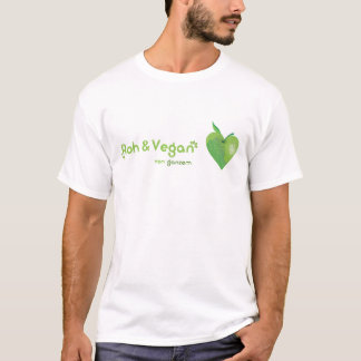 T-shirt Roh & Vegan de tout son coeur (coeur de pomme vert