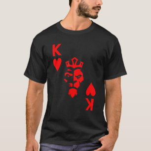 T-shirt Roi de cœur carte de poker Lion roi du joueur
