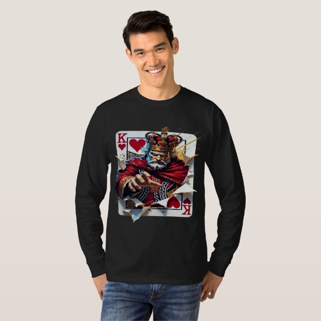 T-shirt Roi de cœur — Illustration de carte à jouer royale (Devant entier)