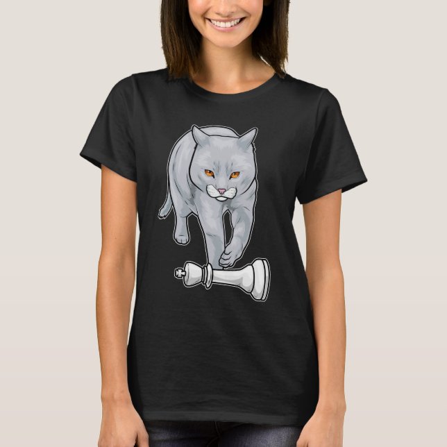 T-shirt Roi de pièce d'échecs Chat (Devant)